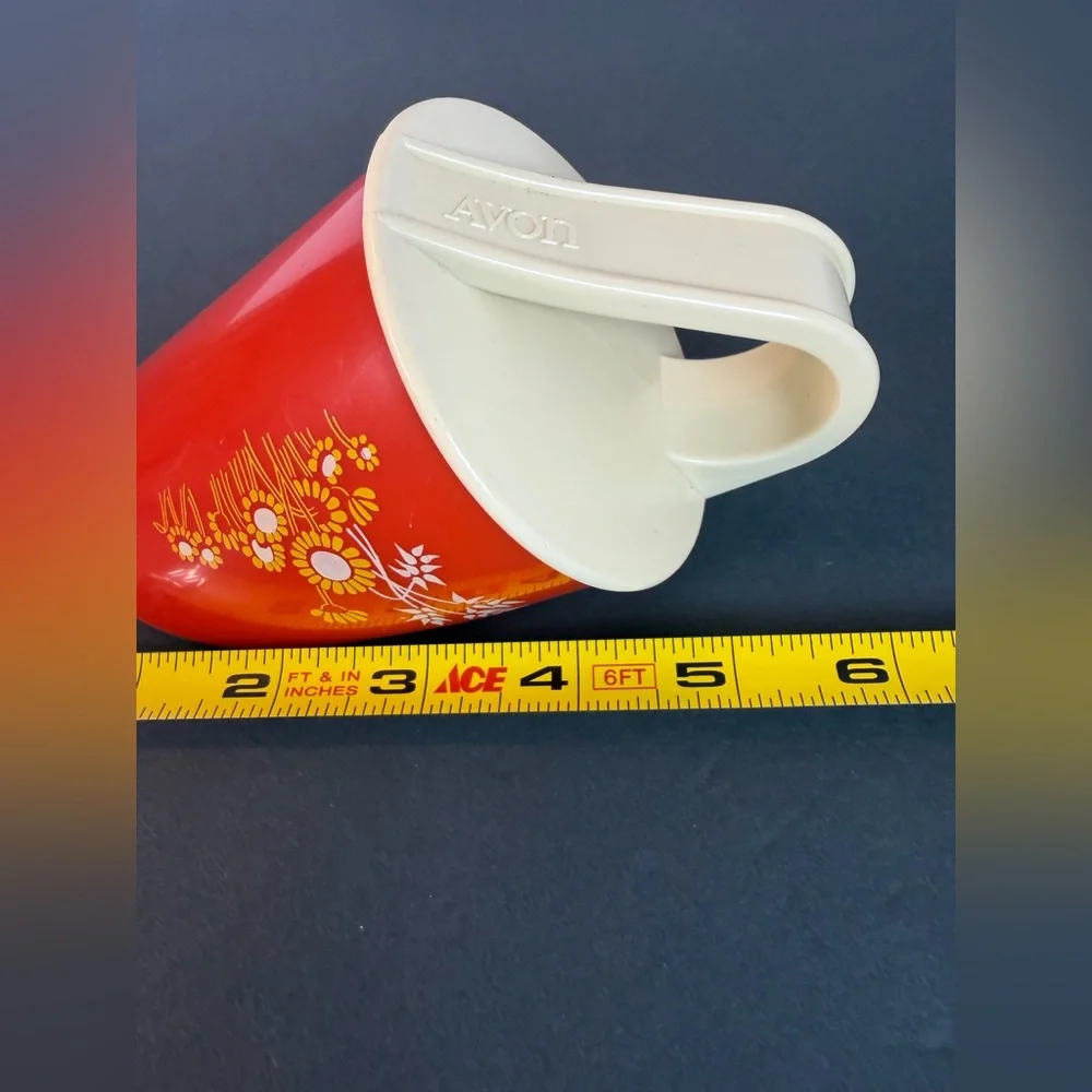 Vintage 1972 Avon 6 oz  Flour Scoop Burnt Orange with flower pattern
